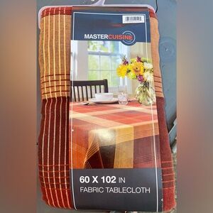 Masters Cuisine Red and Orange Plaid Tablecloth
